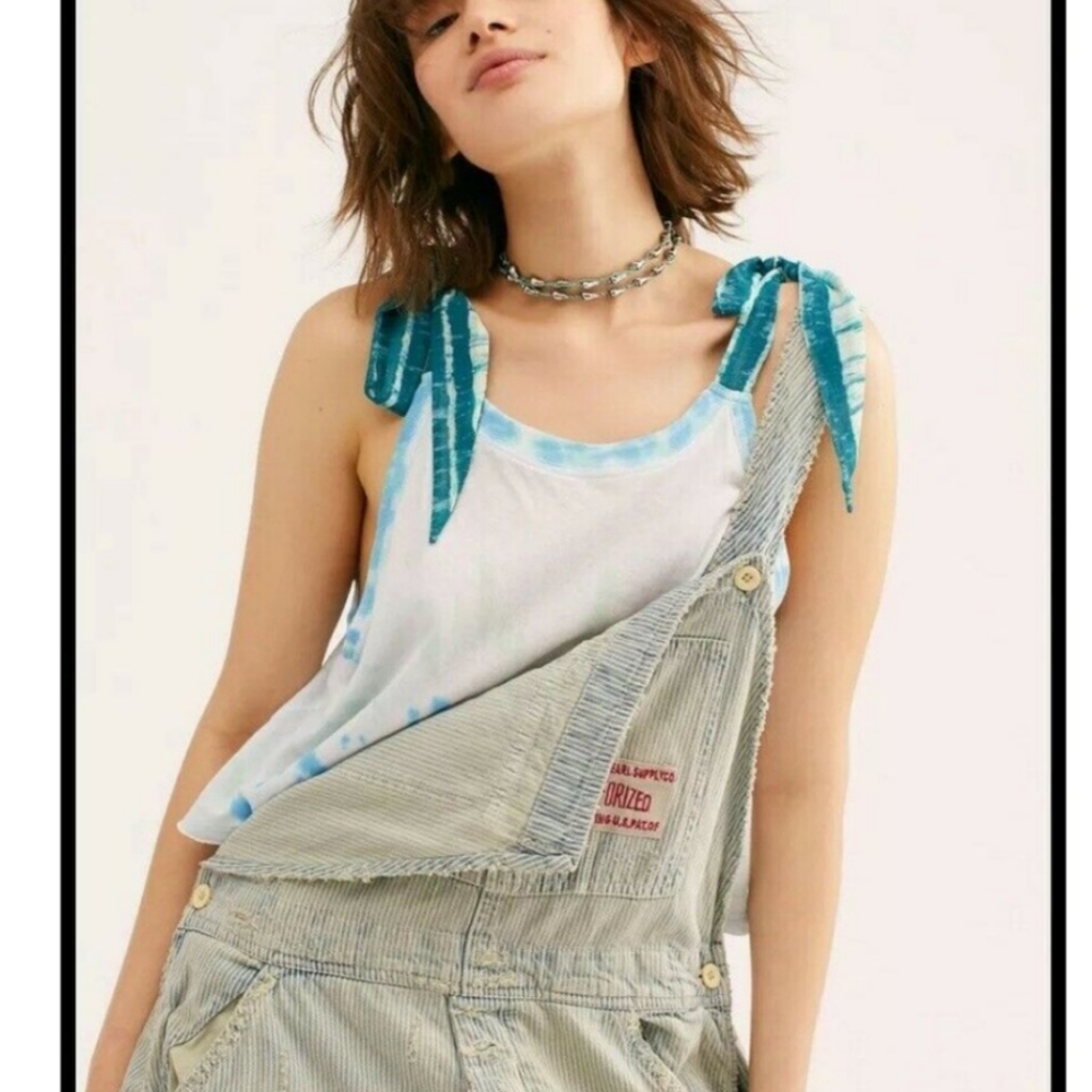 Free People Turquoise Tie Die Tank Top XS